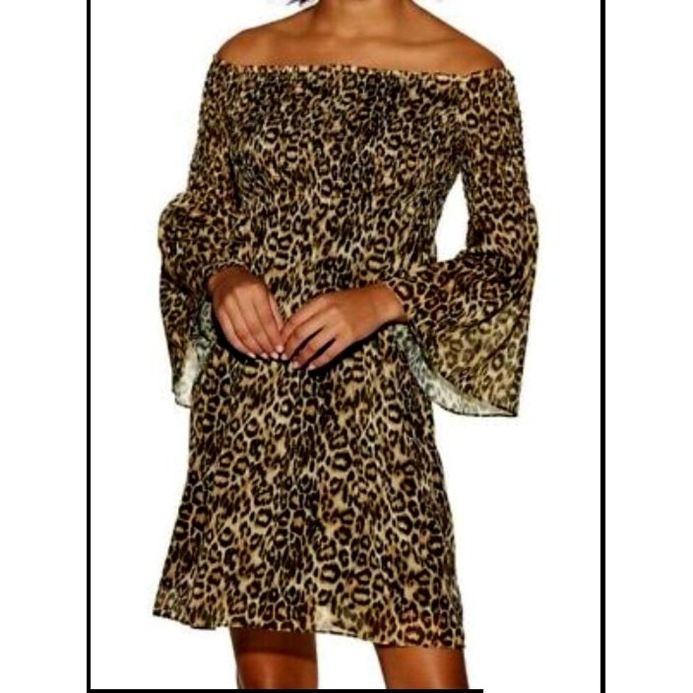 NWOT Sam Edelman Leopard Off Shoulder Dress